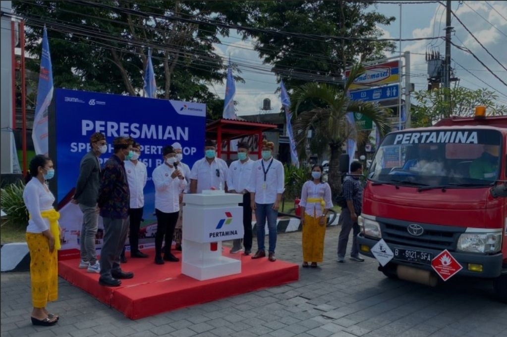 podiumnews.com-Pertamina Resmikan SPBU Hub Pertashop di Badung